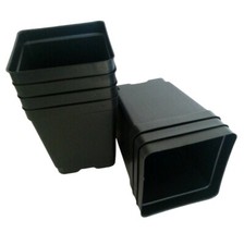 3.5" Square Deep Black Plastic Greenhouse Pots - Landmark  - Seeds Nursery