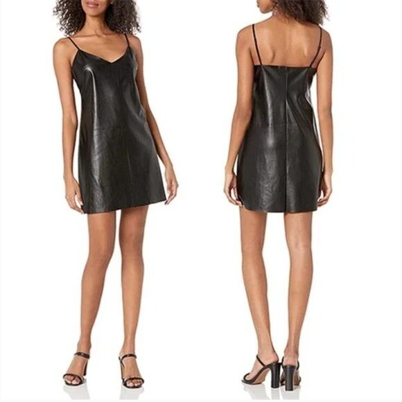 BB Dakota Dress Faux Leather Turn Up The Volume Sleeveless Mini Dress NWT  Medium