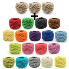 JubileeYarn Craft Jute Twine, 3 Natural Rolls and Surprise Colors, 2mm Thick
