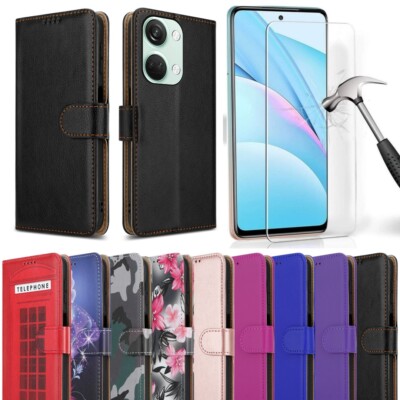Für OnePlus Nord 3 5G Hülle, Slim Leder Wallet Flip Handy Cover + Displayglas
