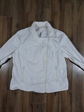 Chicos Womens Size 2 White Denim Biker Style Jacket Pit2pit 21"