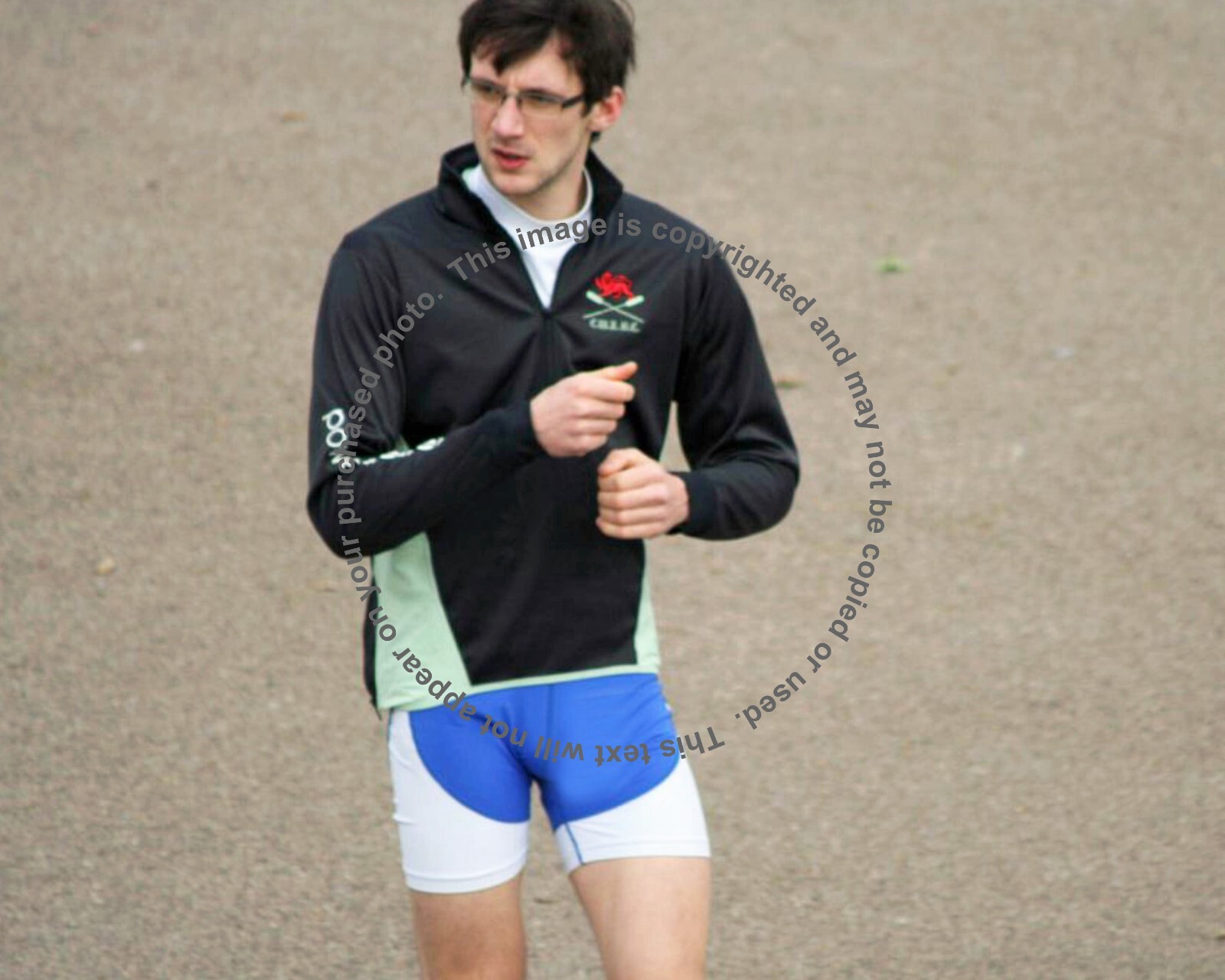 Row Crew Jock Walking by Wearing Blue & White Shorts eBay