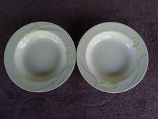 Mikasa Serenade Yellow Tulip Rimmed Soup Bowls 9" Set of 2