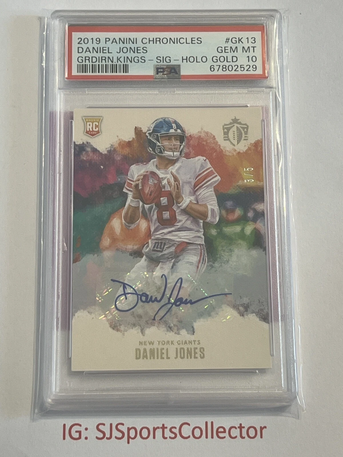 Daniel Jones Panini Chronicles Gridiron Kings #GK13 Signature-Holo Gold