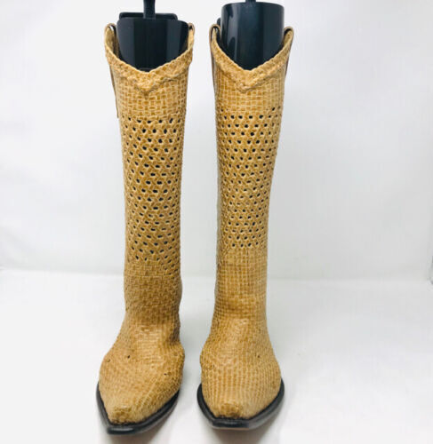 Gianni Barbato Gold Snakeskin Cowboy Boots sz 38 | eBay