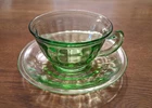 Cup & Saucer Federal Colonial Fluted Rope Depression Uranium 1920s-30s
