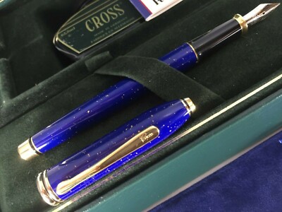 CROSS TOWNSEND LAPIS LAZULI 22K GOLD FLAKE FOUNTAIN PEN 18k GOLD M