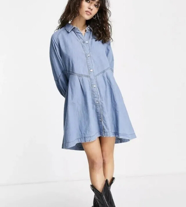NWT $128 REVOLVE Free People Hannah Denim Mini Dress Sz Small