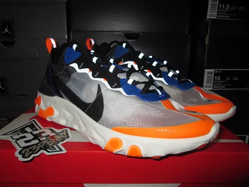 NIKE REACT ELEMENT 87 WOLF GREY THUNDER BLUE MENS AQ1090 004 QS