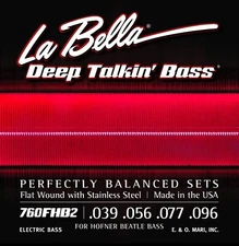 La Bella Bass Strings Deep Talkin' Bass Beatle Hoftner Bass Flat Wound Light