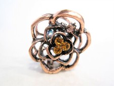 Small mini rose gold copper metal gold crystal flower rose hair claw clip