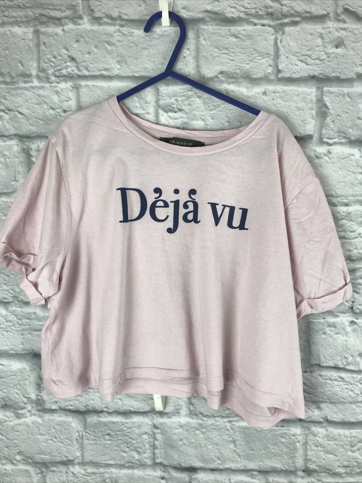 Ladies Pink Deja Vu cropped T-Shirt PRIMARK UK Size 4/6 2xs C2606 | eBay