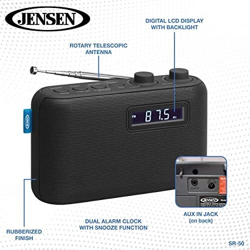 JENSEN SR50 Portable AM/FM Digital Radio, Black - Image 4 of 4