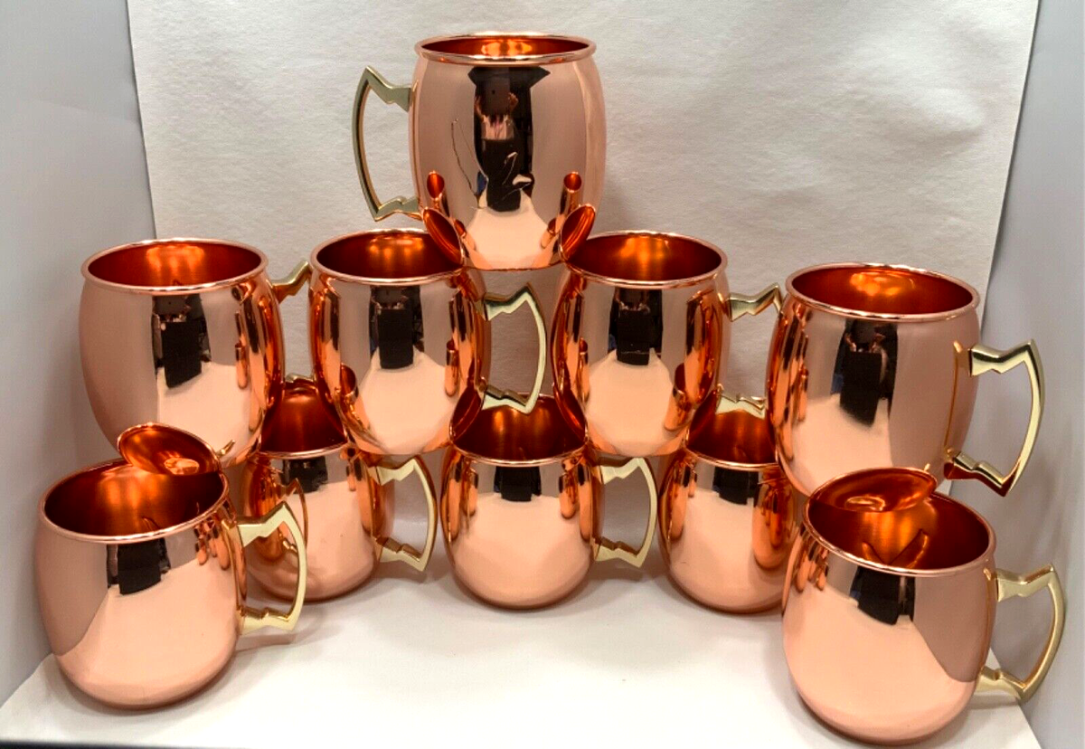 10 Grey Goose Collection Copper Moscow Mule Brass handle Mugs/Cups