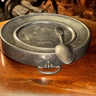 18th Century Pewter Water-Warming  Plate w/Vintage Pewter Spoon — photo 10