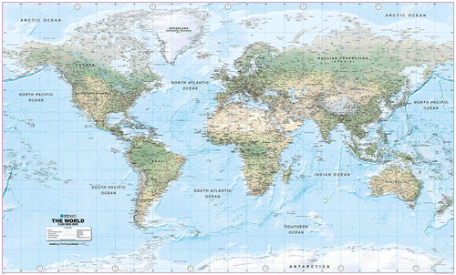 Large World Physical Wall Map 1:20m,  Detailed Map of Earths Physical Features - 第 1/7 張圖片