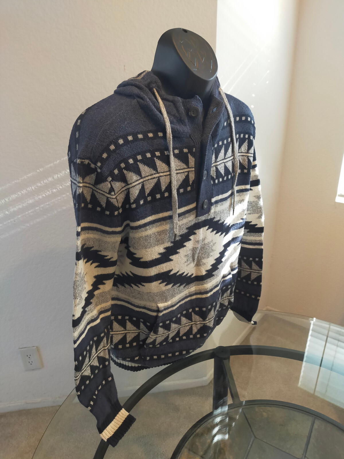 American Eagle Aztec Pattern Multicolor Hooded Sw… - image 9