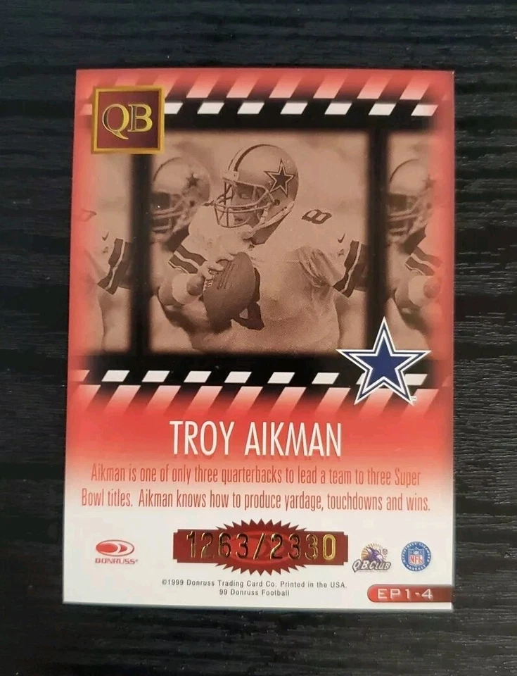 1999 Donruss Executive Producers #4 Troy Aikman /2330 - Image 2 of 2