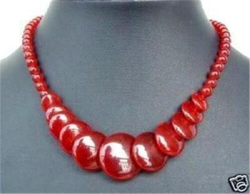 Beautiful! Red Jade Beads Gem Jewelry Necklace 17" - Picture 1 of 1