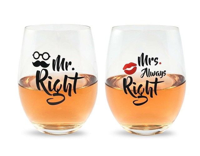 mr right mrs always right wine glasses