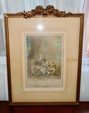 c1774 Charles Louis Lingée, French L'Occupance Hand Colored Engraving