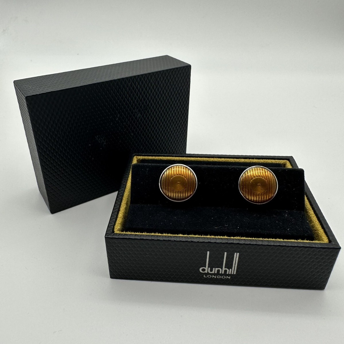 Dunhill Men's Cufflinks 925 Silver Car Headlamps Round Dunhill Men's Cufflinks 925 Silver Car Headlamps Round
