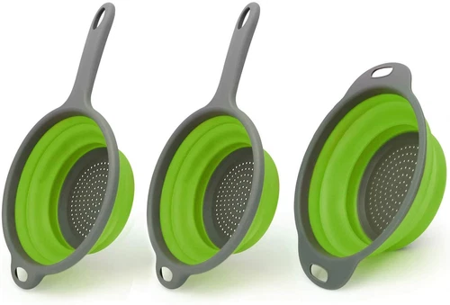 3pc Strainer Foldable Heat Resistant Collapsible Colander for Rinsing & Draining