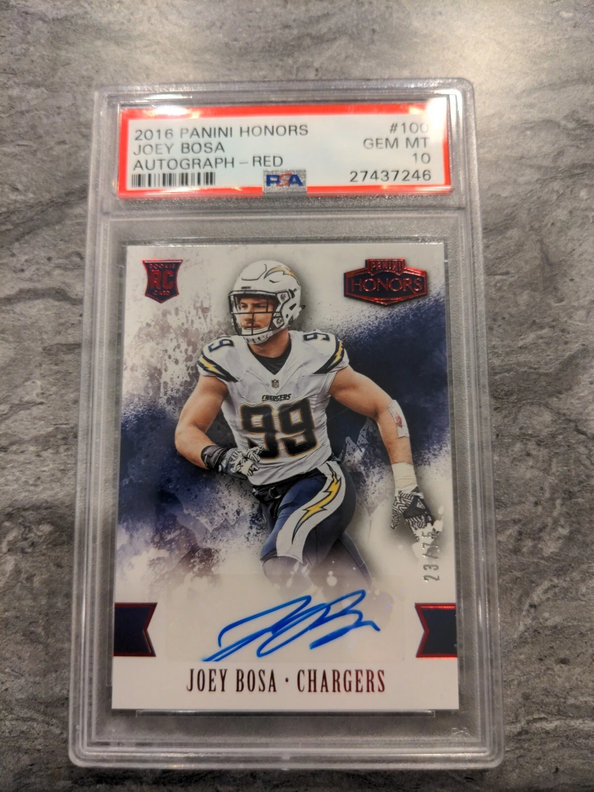 Joey Bosa Panini Honors #100 Autograph-Red