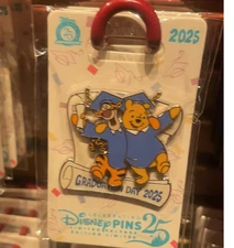 Authentic 2025 Hongkong Disney Pin Graduation Winnie The Pooh and Tigger Pin