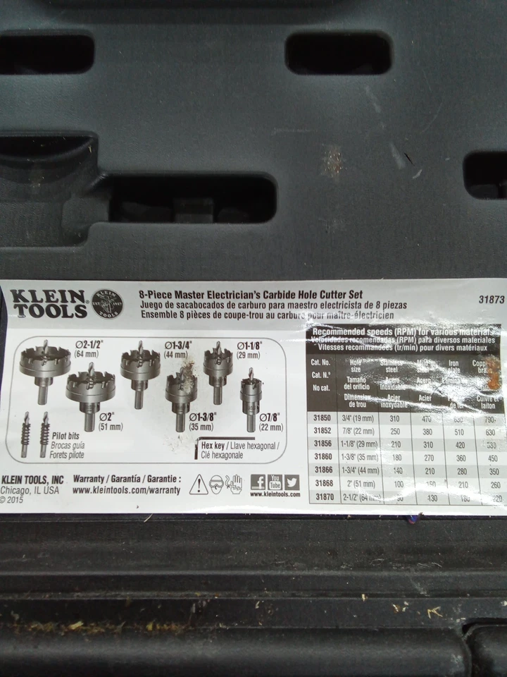Klein Tools 8 Piece Master Electricians Carbine Hole Cutter (W18) - Image 2 of 4