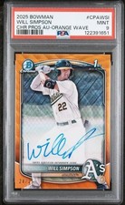 2025 Bowman Chrome Prospects Will Simpson Orange Wave Refractor /25🔥PSA 9🔥