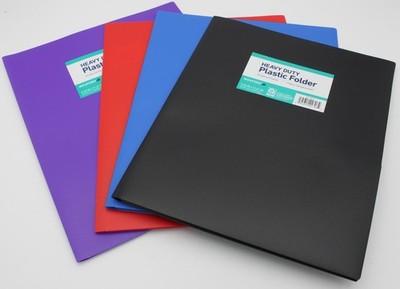 Wexford Plastic Folder 4 Pack Assorted Colors Durable Heavy Duty 2 Pocket Letter