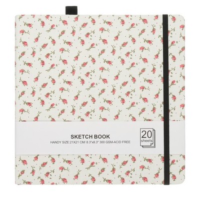 8.3x8.3'' Watercolor Sketchbook, 20Sheet 300GSM/203lb, Red Flower