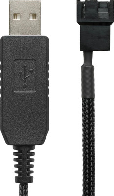 CRJ 12V Step-Up USB Fan Power Adapter Cable - 24-Inch (60Cm), Black Sleeved - Fu
