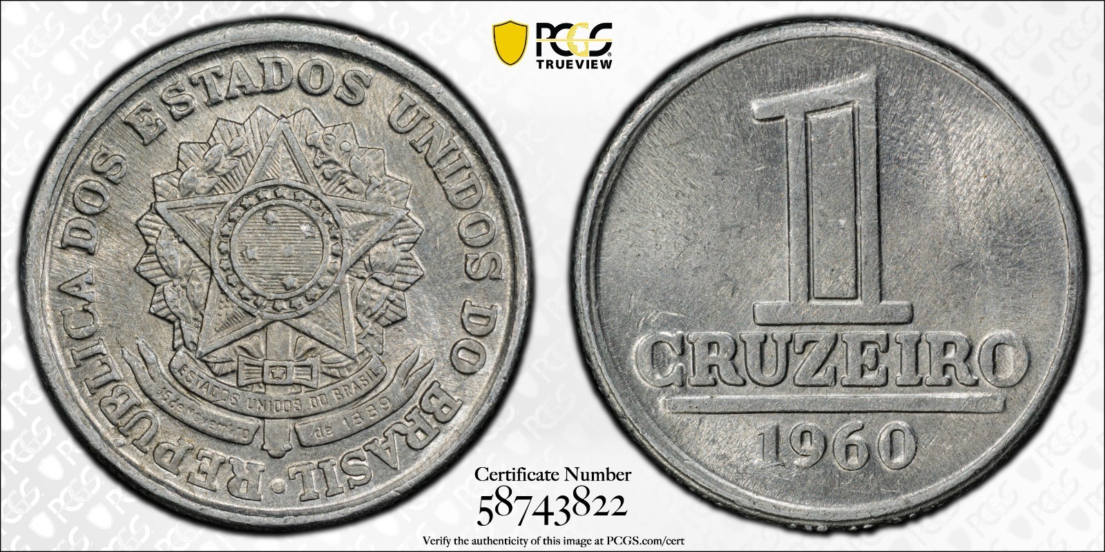 Brazil 1960 1 Cruzeiro PCGS MS 65