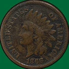 1866 Indian Head Cent Fine F Coin, Minor Corrosion #39704