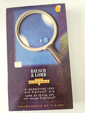 Vintage Bausch Lomb Reading Magnifier 5" Lens ERGO TOUCH grip Box
