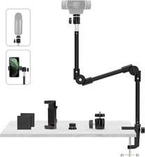 Webcam Stand Camera Desk Mount with Phone Holder 5/8' Screw - 22' Flexible