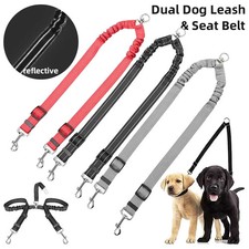 Dual Dog Leash Two in One Dog Seat Belt Reflective Nylon V Shape Leash For Small