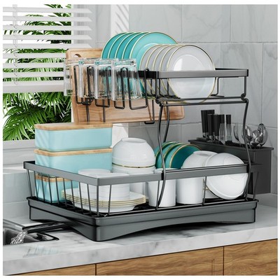 Large Dish Drying Rack for Kitchen Counter, Detachable Large Capacity Dish Dr...
