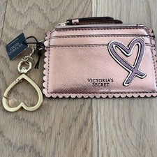 Victoria  s Secret Metallic Rose Pink Keyring Wallet Gold New