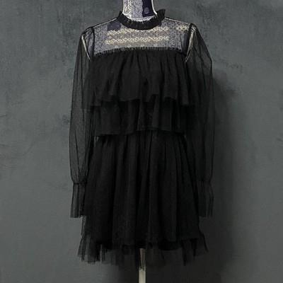 Forever 21 Long Sleeve Dress Juniors L Black Mesh Swiss Dot Ruffle High Neck | eBay Forever 21 Long Sleeve Dress Juniors L Black Mesh Swiss Dot Ruffle High Neck | eBay