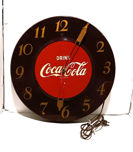 VINTAGE 1950'S COCA COLA ADVERTISING CLOCK FOR PARTS OR REPAIR