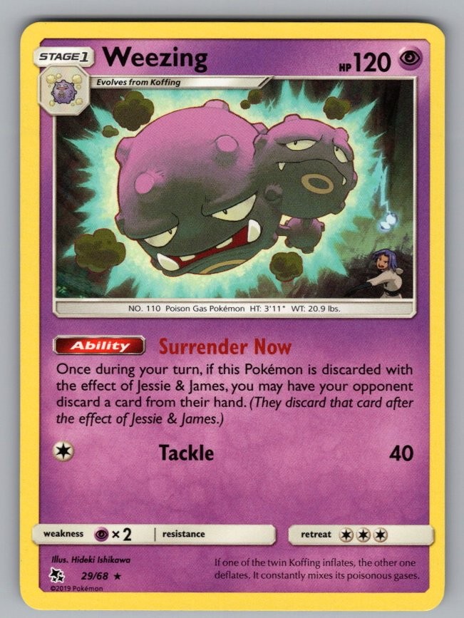 Weezing 29/68 Rare Hidden Fates Pokemon Near Mint