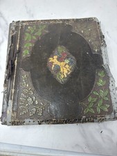 VTG Leather Bound Photo Album Family Pics From 30s 40s Cars Weddings Military