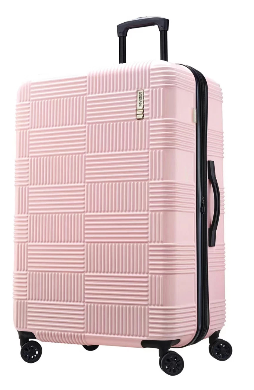 Hardside Checked Spinner Suitcase In Pink