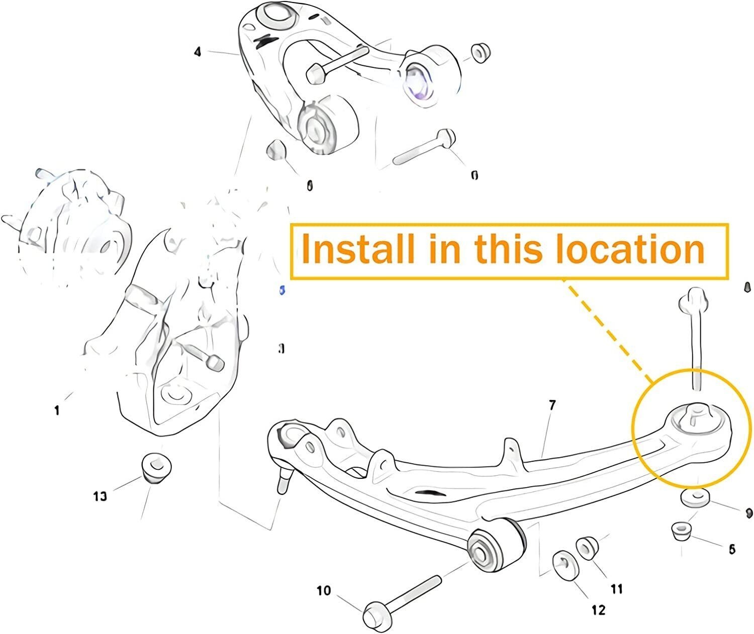Front lower control arm bushing For Aston Martin 8G333A052AB 6G333A053BB