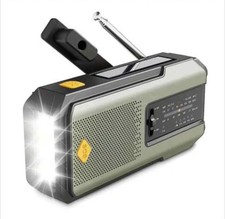 Forest Green Emergency Solar Hand Crank Radio 2000mAh Power Bank Flash Light