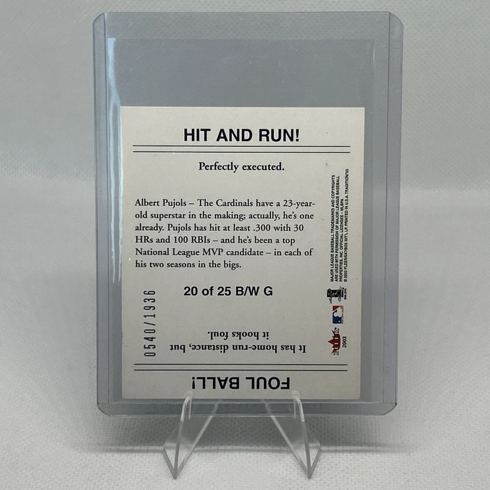 2003 Fleer Tradition Black & White Goudey /1936 Albert Pujols #20B/WG - Image 4 of 4