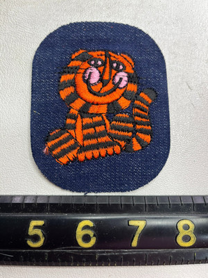 Vintage ORANGE BLACK CARTOON TIGER Embroidered Denim Patch M036